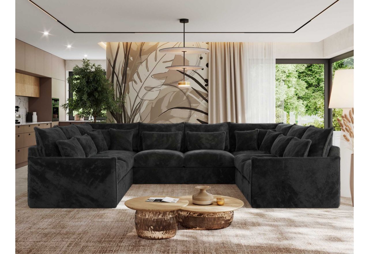 Narożnik - VERSO U 8M - uniwersalny - ciemnoszary, plusz