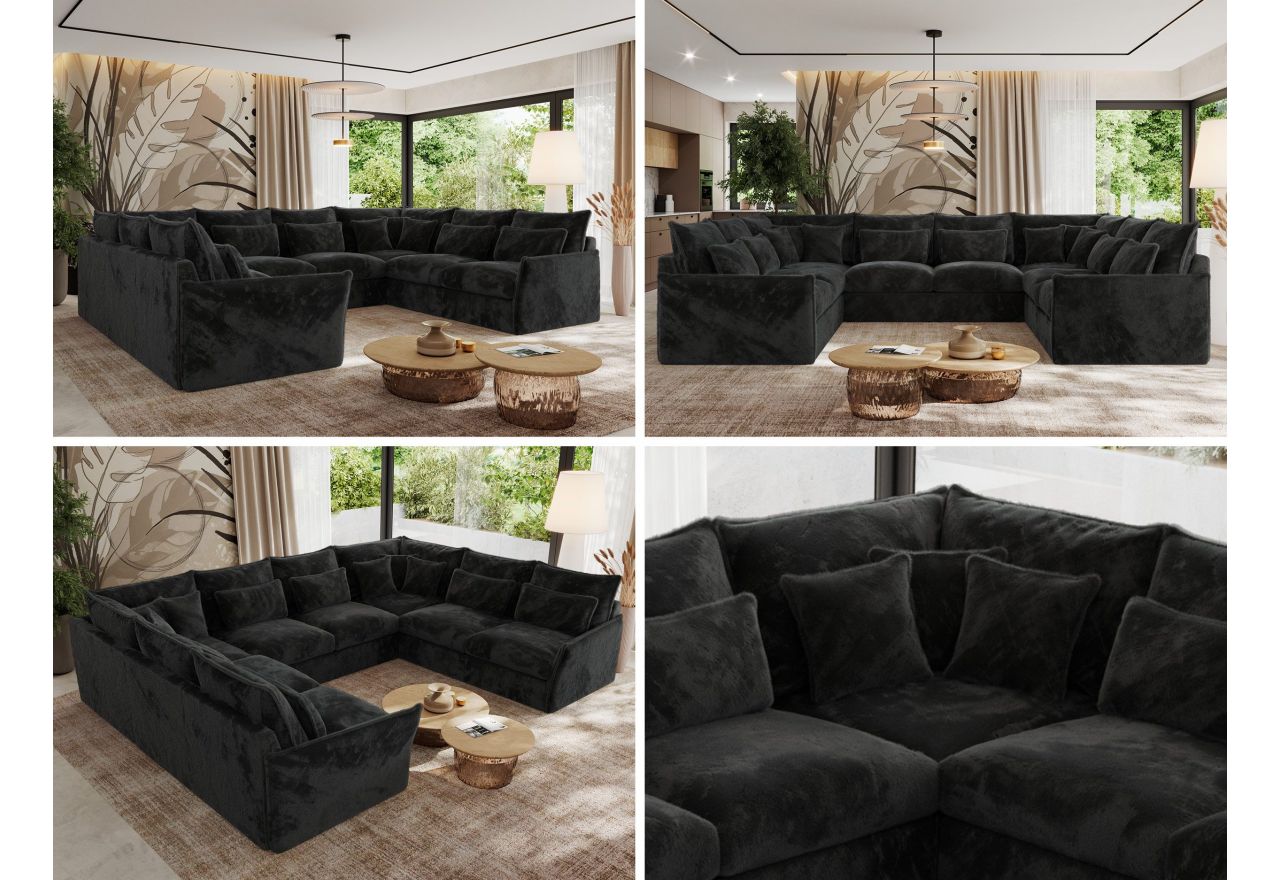 Narożnik - VERSO U 8M - uniwersalny - ciemnoszary, plusz