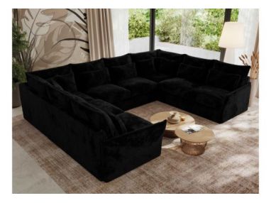 Narożnik - VERSO U 8M - uniwersalny - czarny, plusz