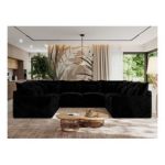 Narożnik - VERSO U 8M - uniwersalny - czarny, plusz