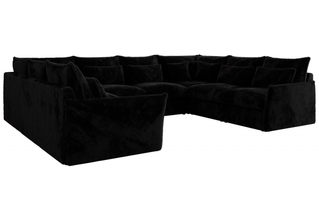 Narożnik - VERSO U 8M - uniwersalny - czarny, plusz