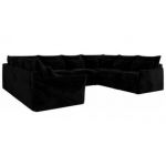 Narożnik - VERSO U 8M - uniwersalny - czarny, plusz