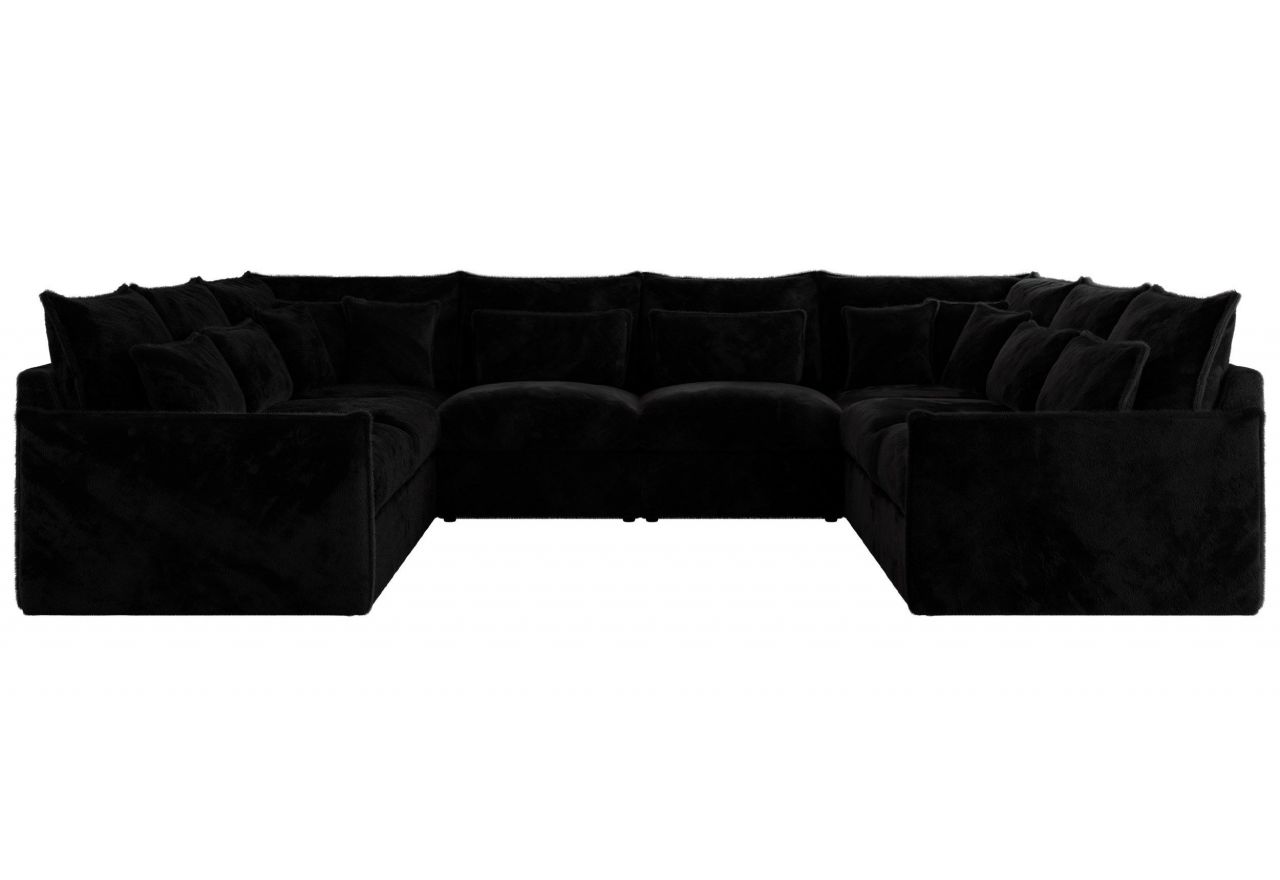 Narożnik - VERSO U 8M - uniwersalny - czarny, plusz