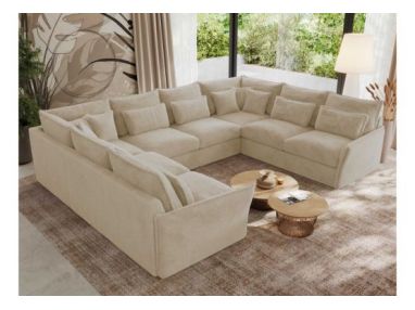 Narożnik - VERSO U 8M - uniwersalny - kremowy, plusz