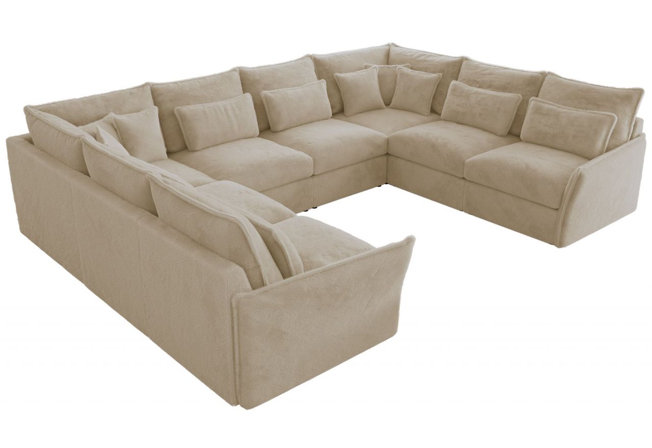 Narożnik - VERSO U 8M - uniwersalny - kremowy, plusz