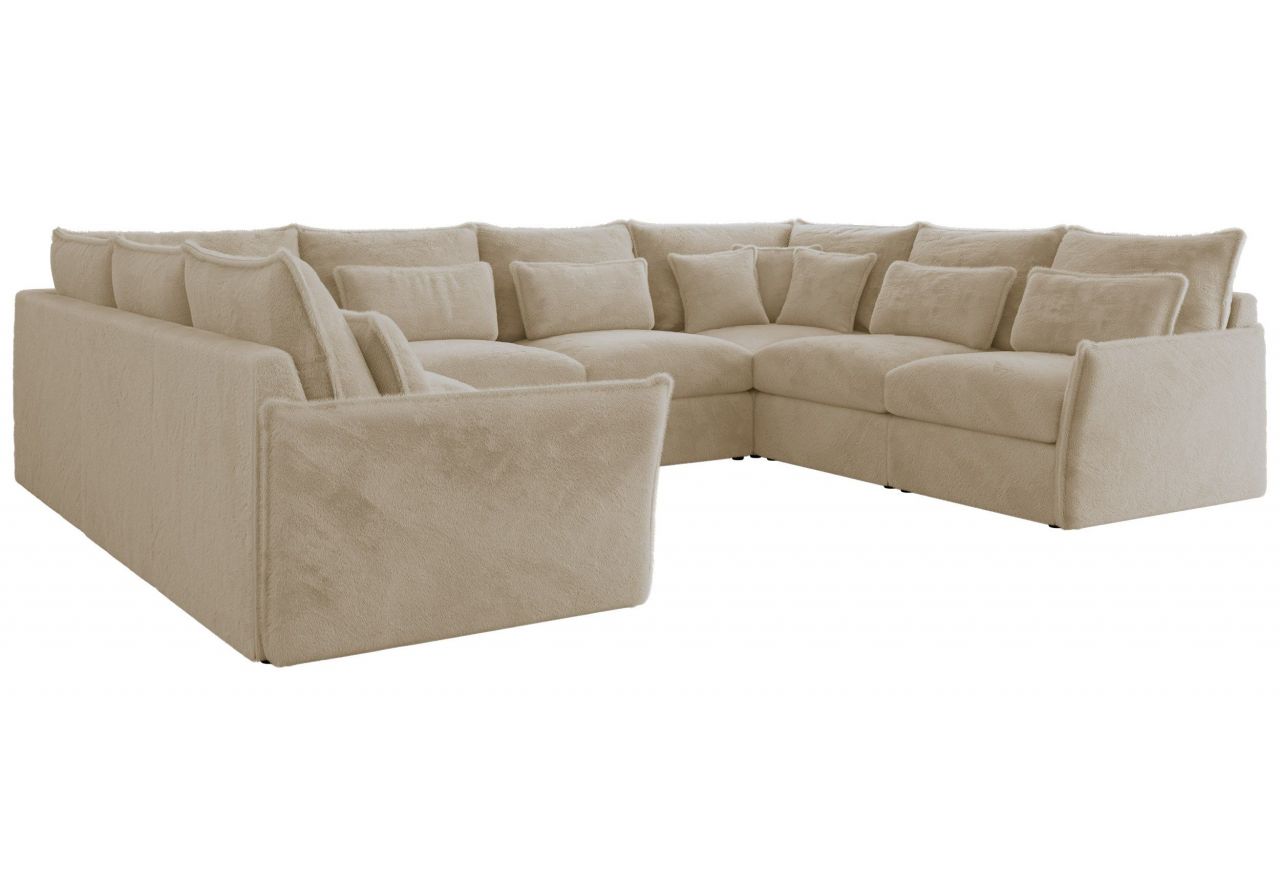 Narożnik - VERSO U 8M - uniwersalny - kremowy, plusz