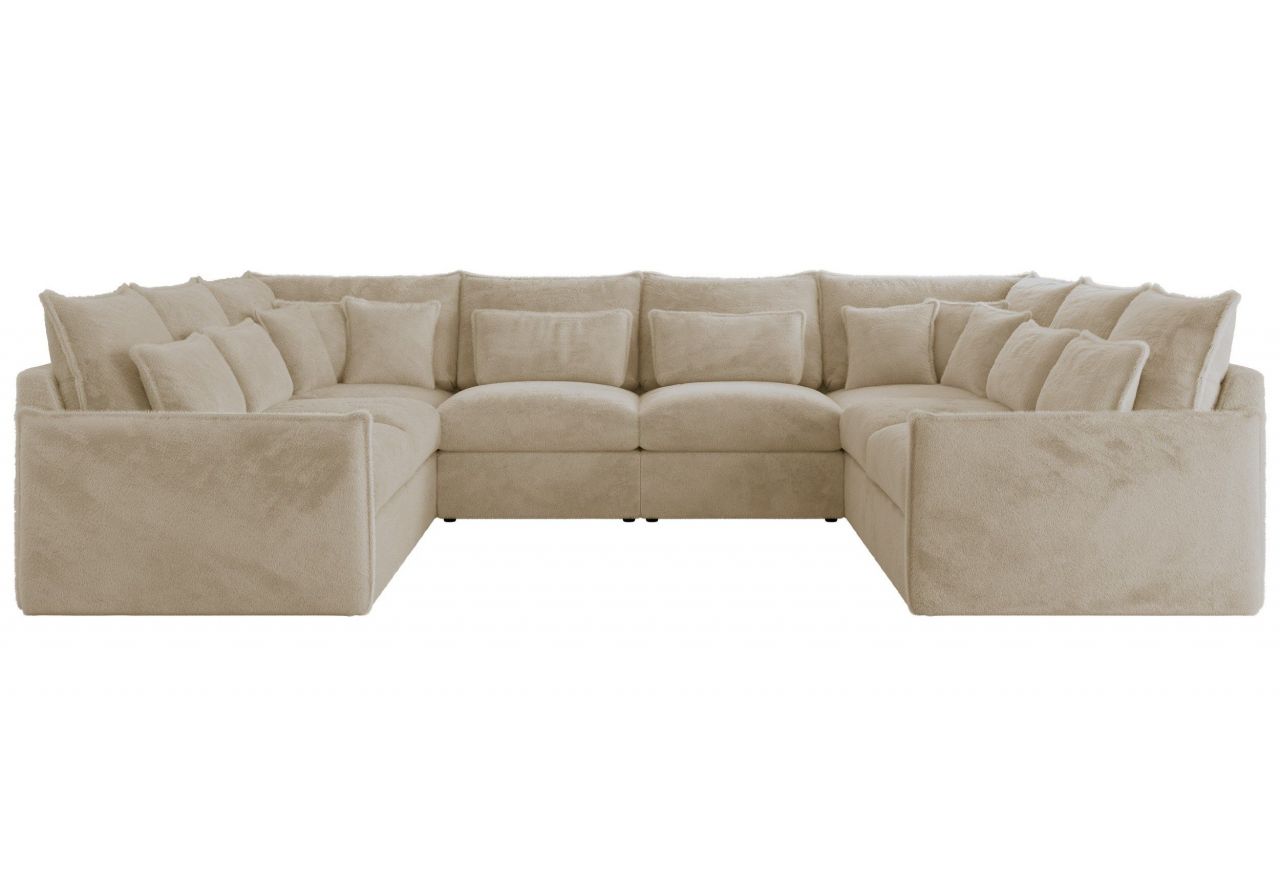 Narożnik - VERSO U 8M - uniwersalny - kremowy, plusz