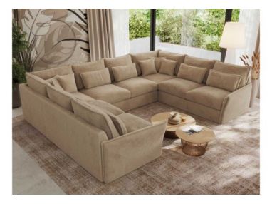 Narożnik - VERSO U 8M - uniwersalny - beżowy, plusz