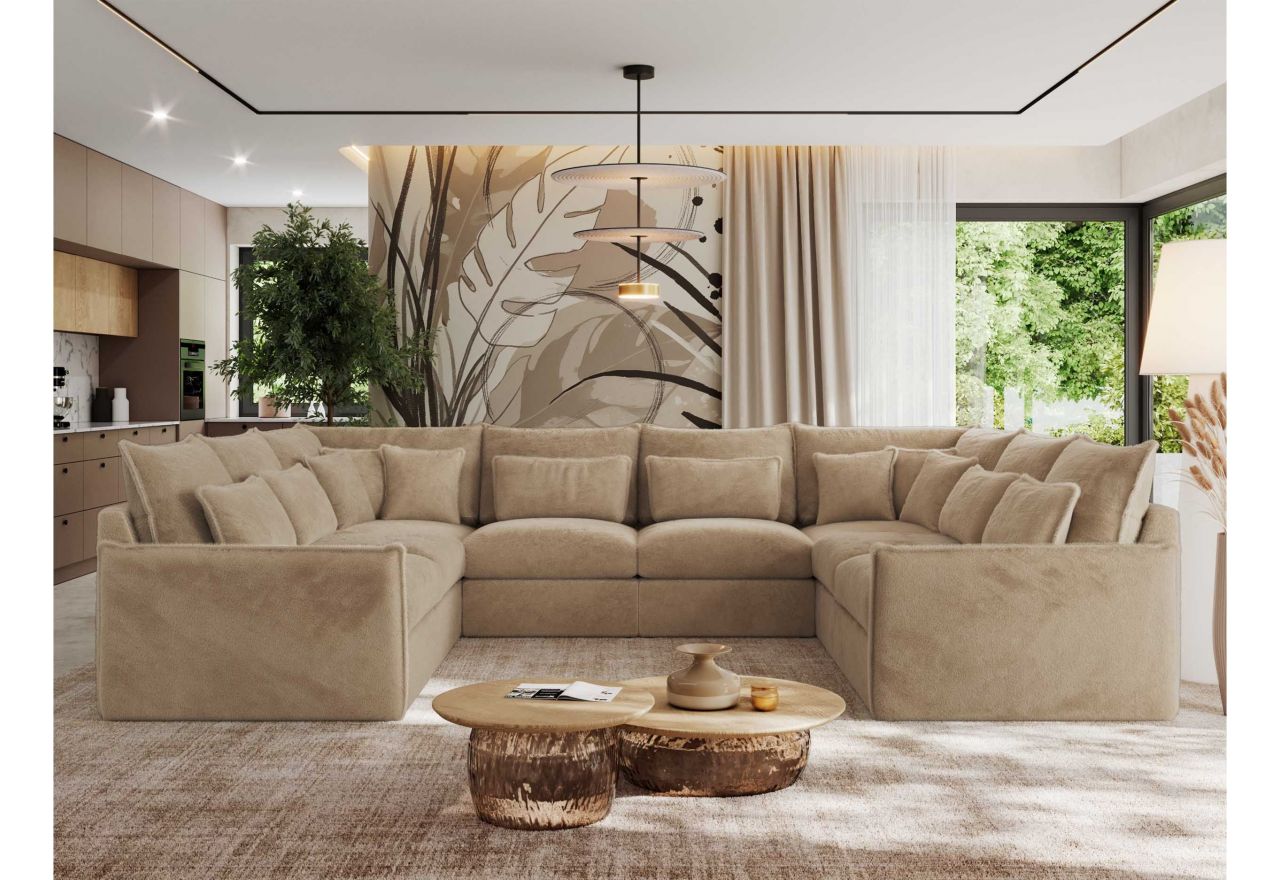 Narożnik - VERSO U 8M - uniwersalny - beżowy, plusz