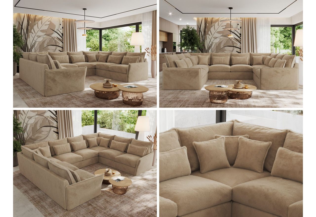 Narożnik - VERSO U 8M - uniwersalny - beżowy, plusz