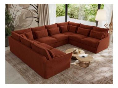 Narożnik - VERSO U 8M - uniwersalny - pomarańczowy, plusz