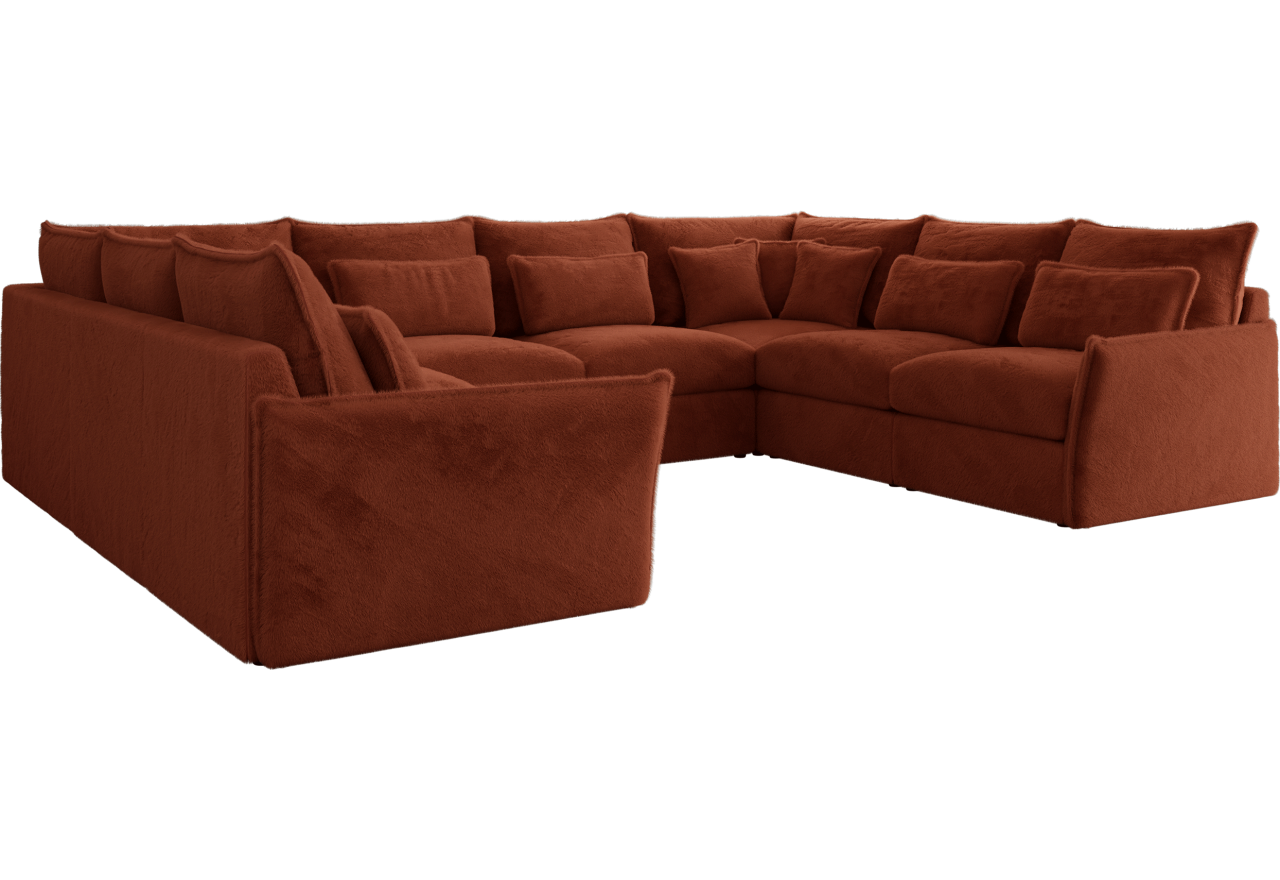 Narożnik - VERSO U 8M - uniwersalny - pomarańczowy, plusz