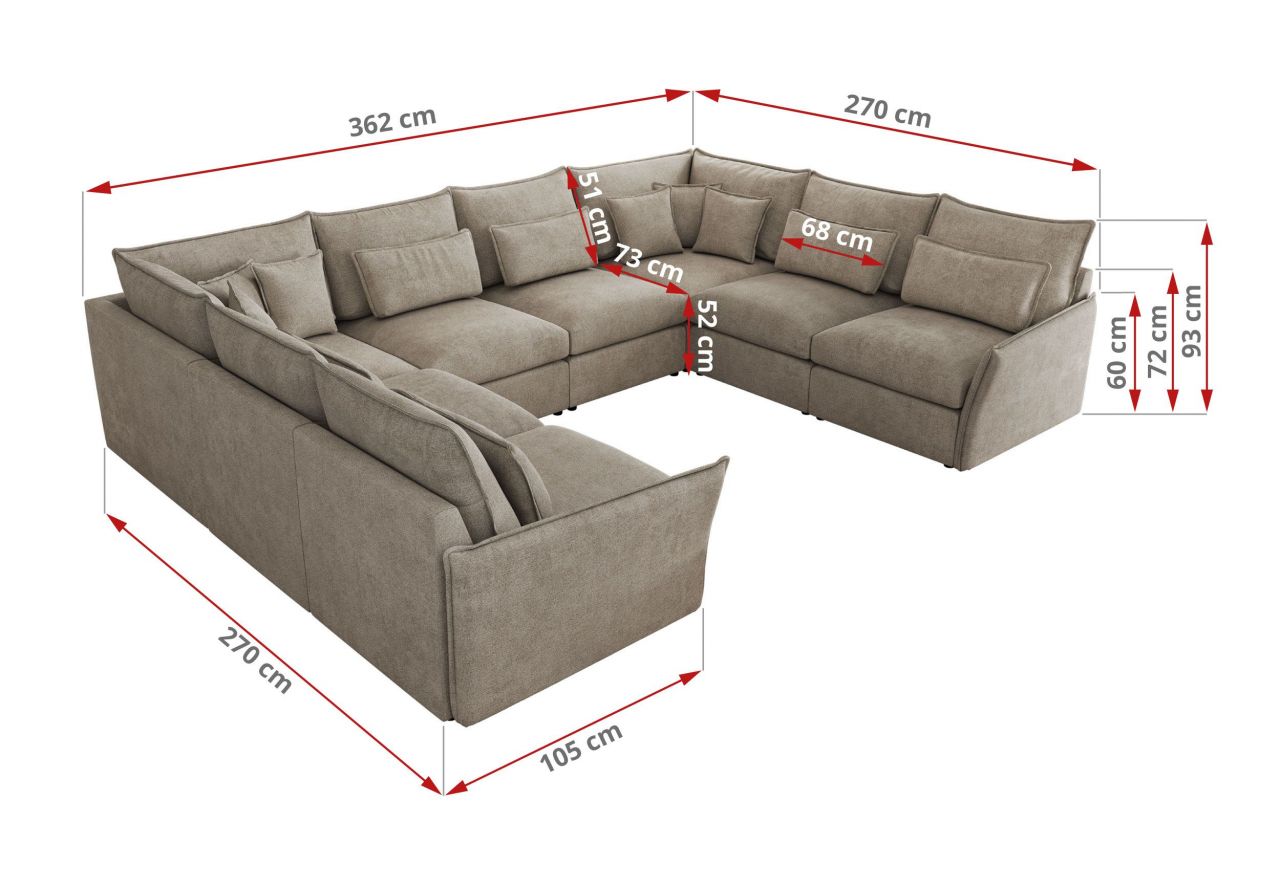 Narożnik - VERSO U 8M - uniwersalny - beżowy, struktura