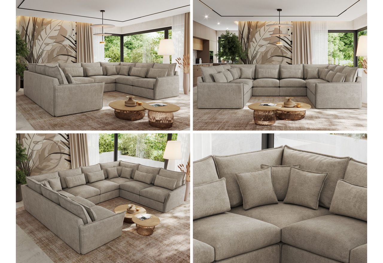 Narożnik - VERSO U 8M - uniwersalny - beżowy, struktura