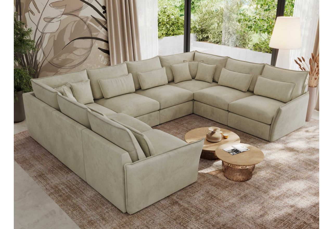 Narożnik - VERSO U 8M - uniwersalny - beżowy, welvet