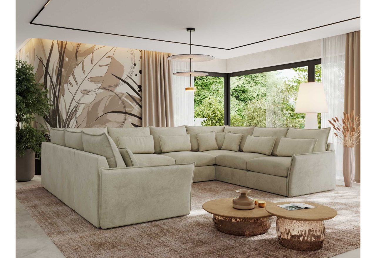 Narożnik - VERSO U 8M - uniwersalny - beżowy, welvet