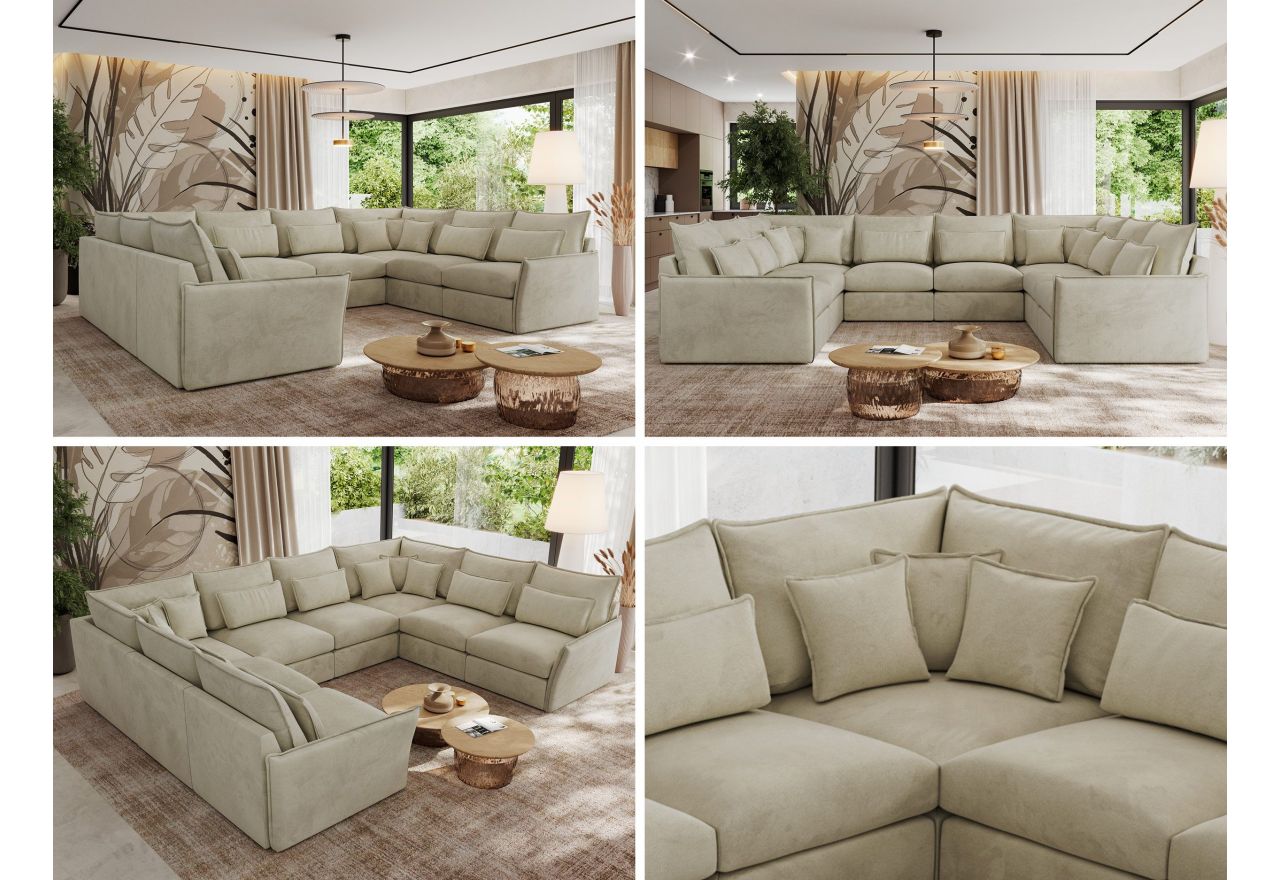 Narożnik - VERSO U 8M - uniwersalny - beżowy, welvet