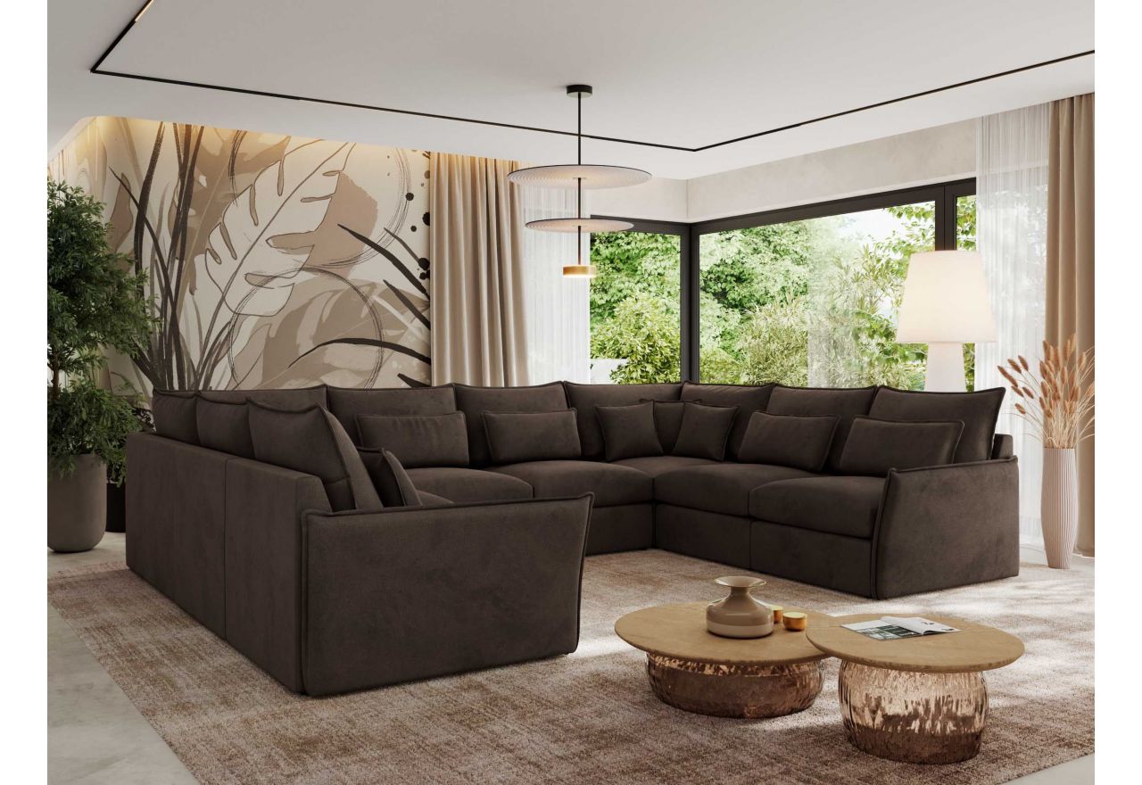 Narożnik - VERSO U 8M - uniwersalny - brązowy, welvet