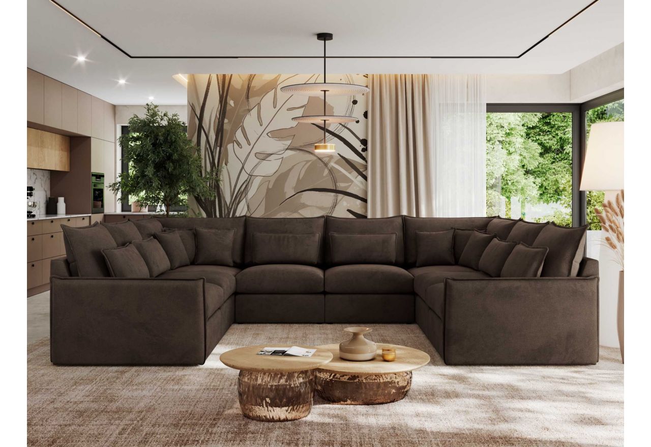 Narożnik - VERSO U 8M - uniwersalny - brązowy, welvet