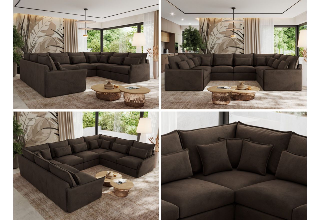 Narożnik - VERSO U 8M - uniwersalny - brązowy, welvet