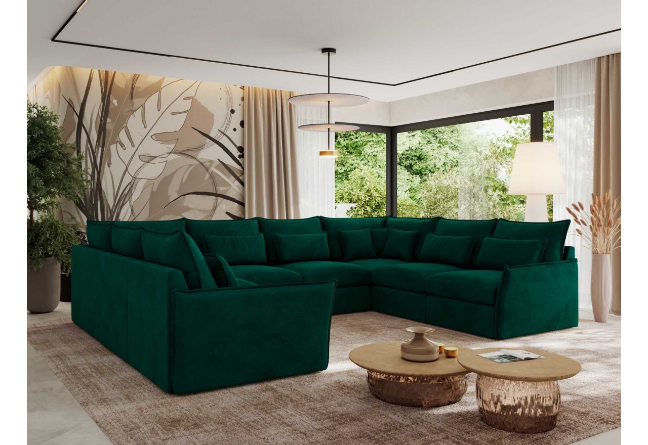 Narożnik - VERSO U 8M - uniwersalny - ciemnozielony, welvet