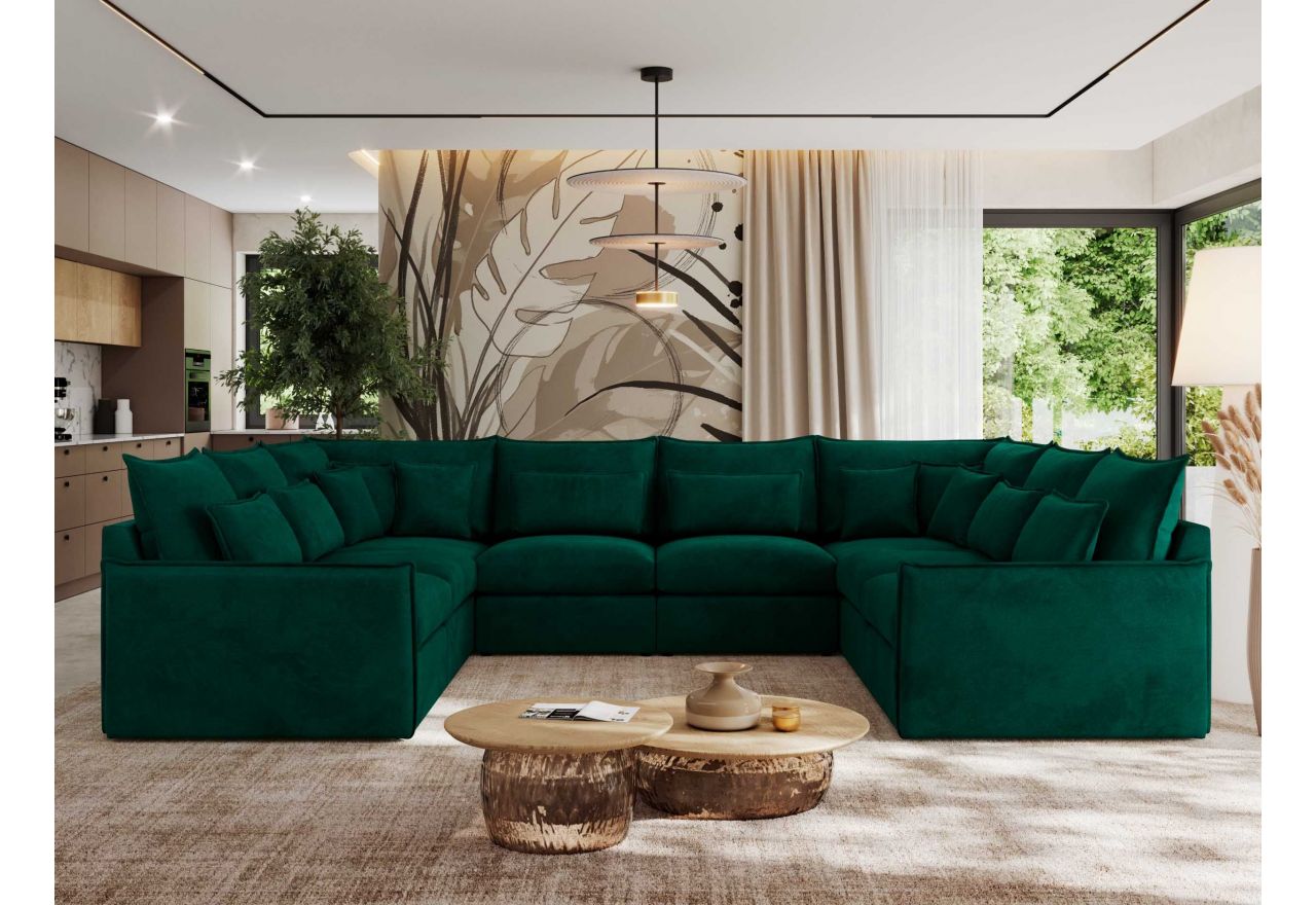 Narożnik - VERSO U 8M - uniwersalny - ciemnozielony, welvet