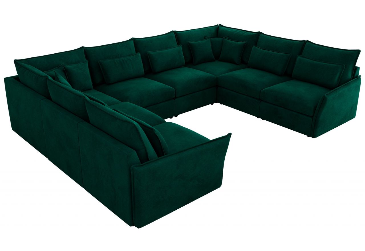 Narożnik - VERSO U 8M - uniwersalny - ciemnozielony, welvet