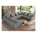 Narożnik - VERSO U 8M - uniwersalny - jasnoszary, welvet