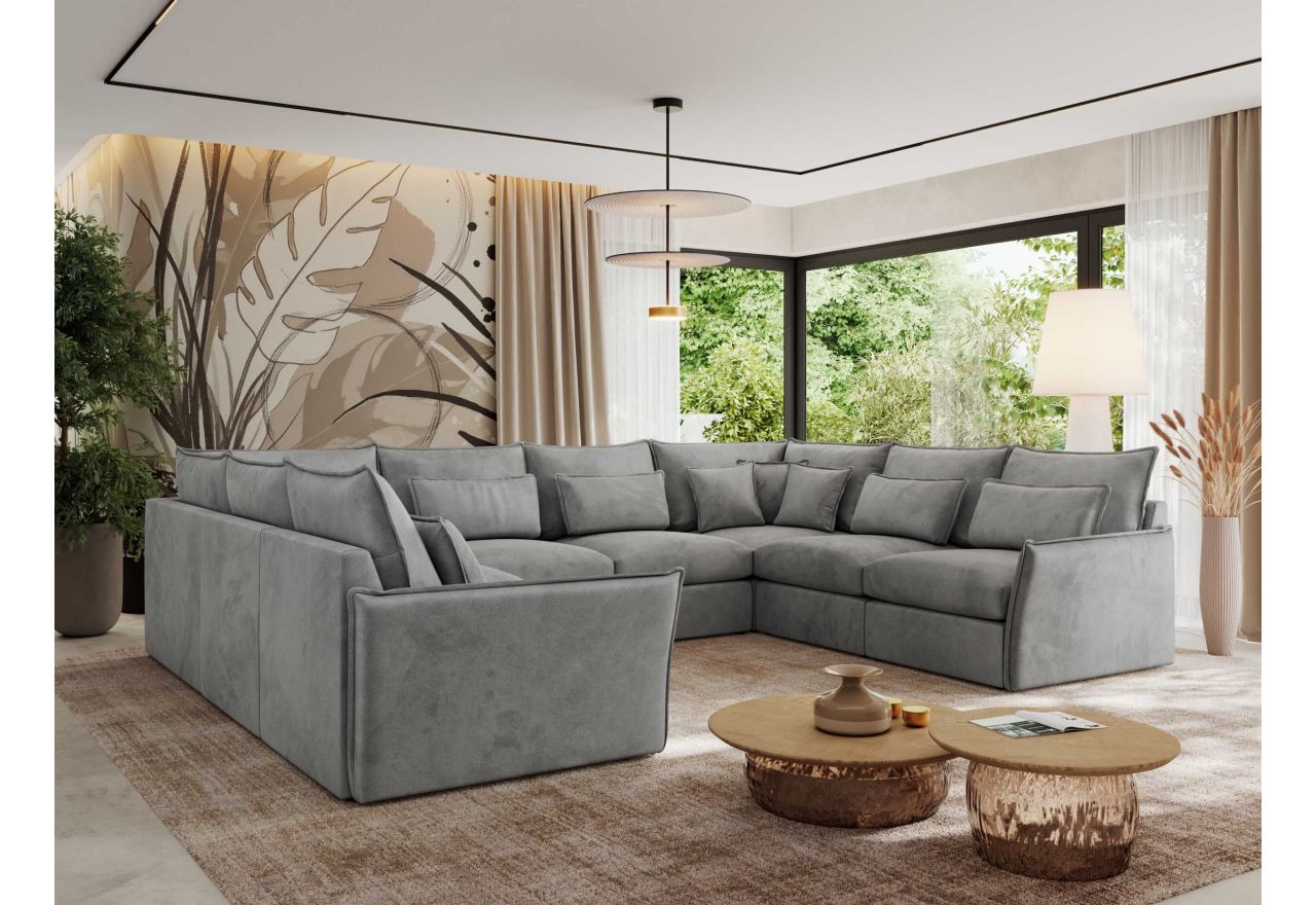 Narożnik - VERSO U 8M - uniwersalny - jasnoszary, welvet