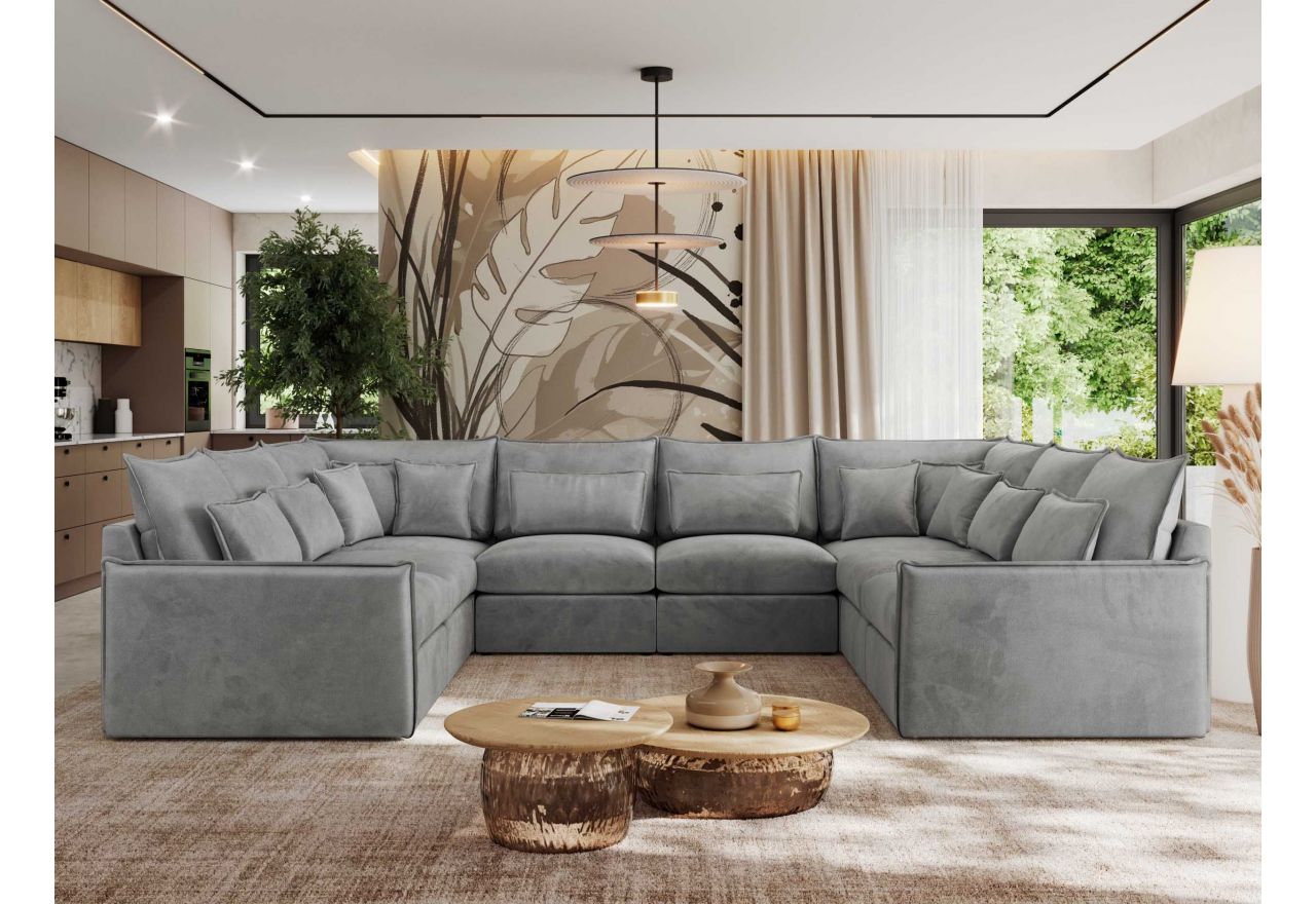 Narożnik - VERSO U 8M - uniwersalny - jasnoszary, welvet