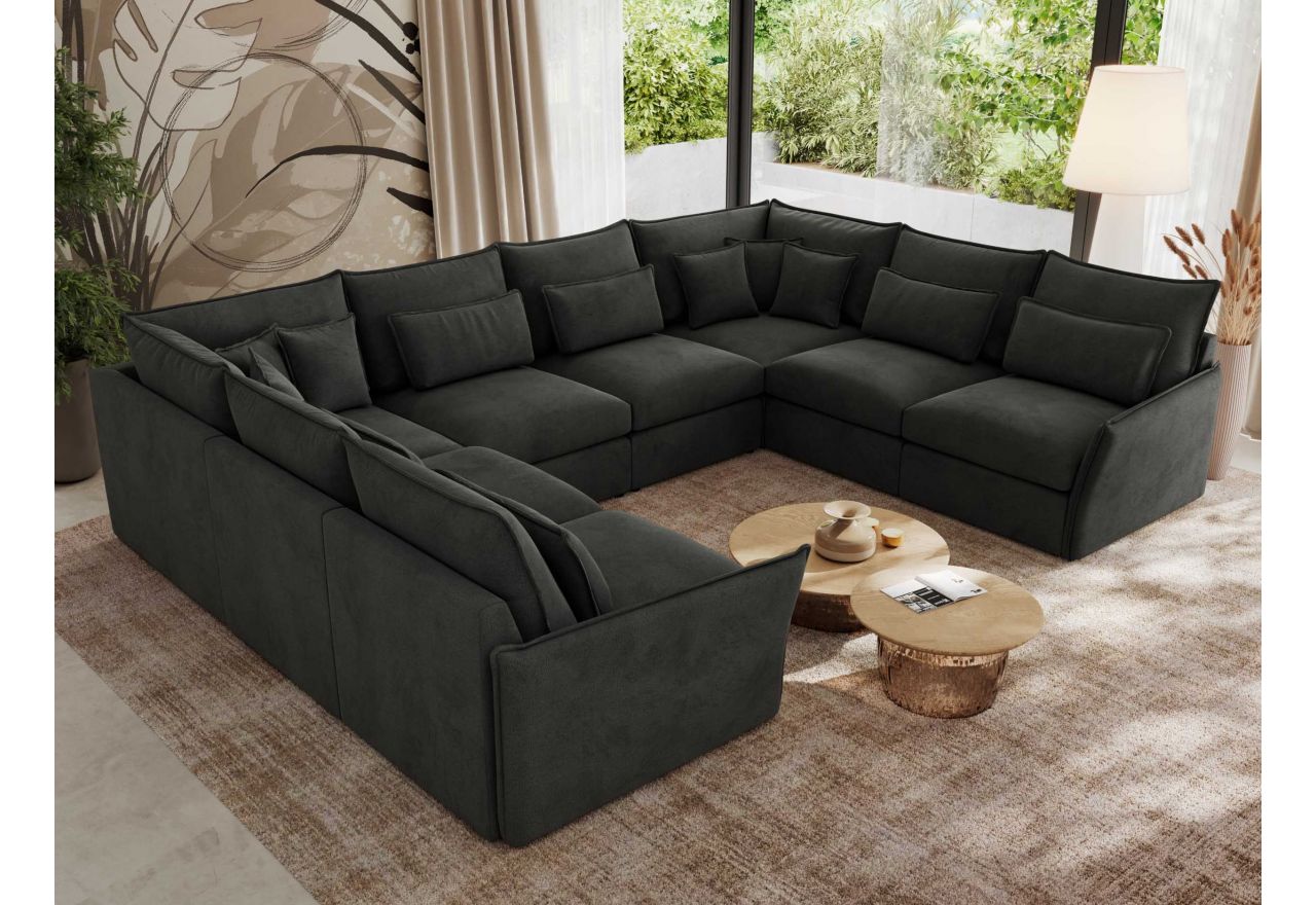 Narożnik - VERSO U 8M - uniwersalny - ciemnoszary, welvet