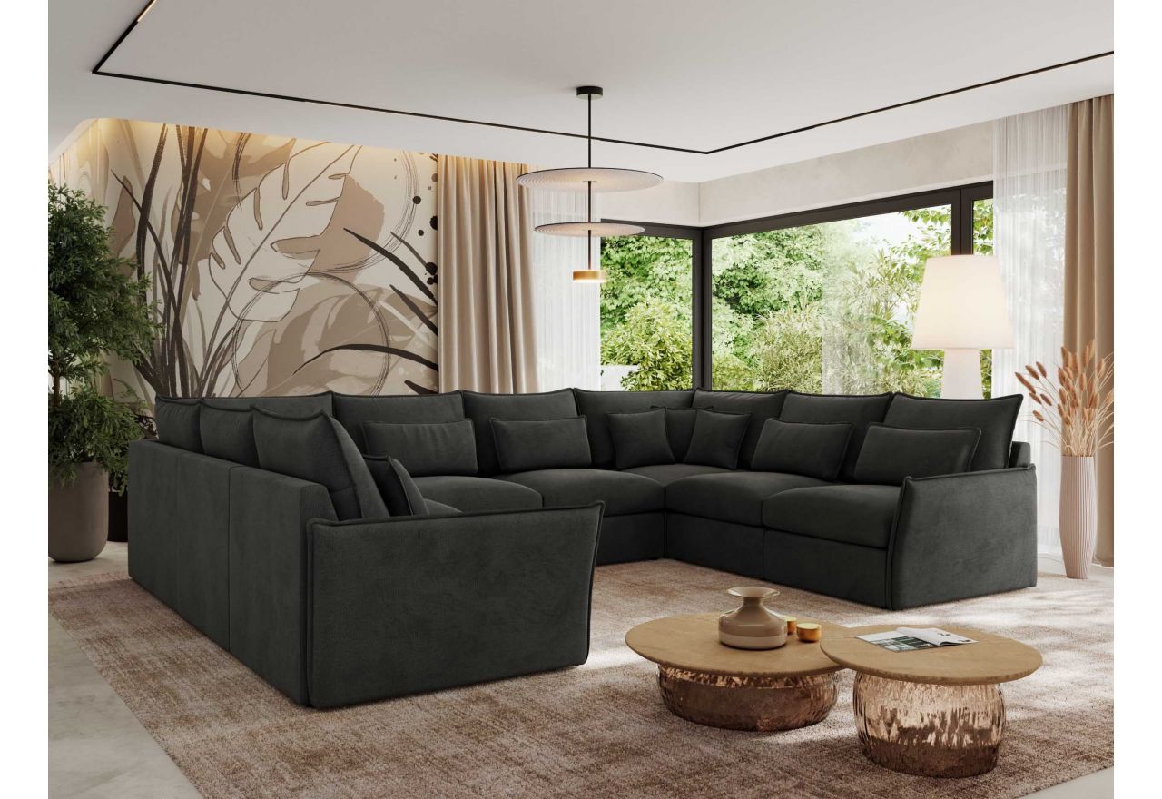 Narożnik - VERSO U 8M - uniwersalny - ciemnoszary, welvet