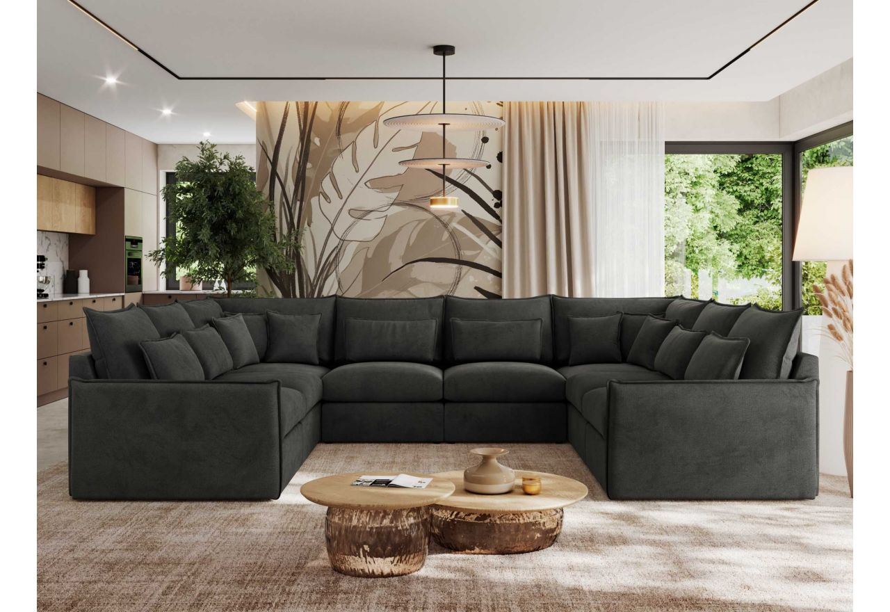 Narożnik - VERSO U 8M - uniwersalny - ciemnoszary, welvet