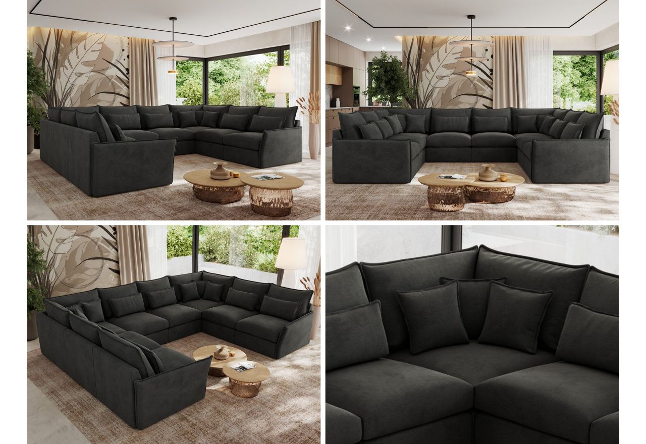 Narożnik - VERSO U 8M - uniwersalny - ciemnoszary, welvet