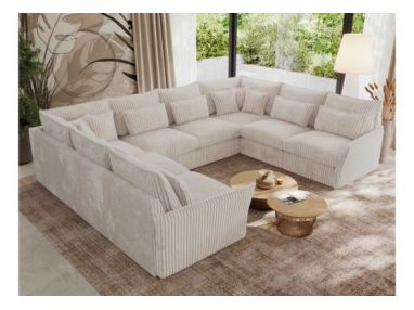 Narożnik - VERSO U 8M - uniwersalny - beżowy, sztruks