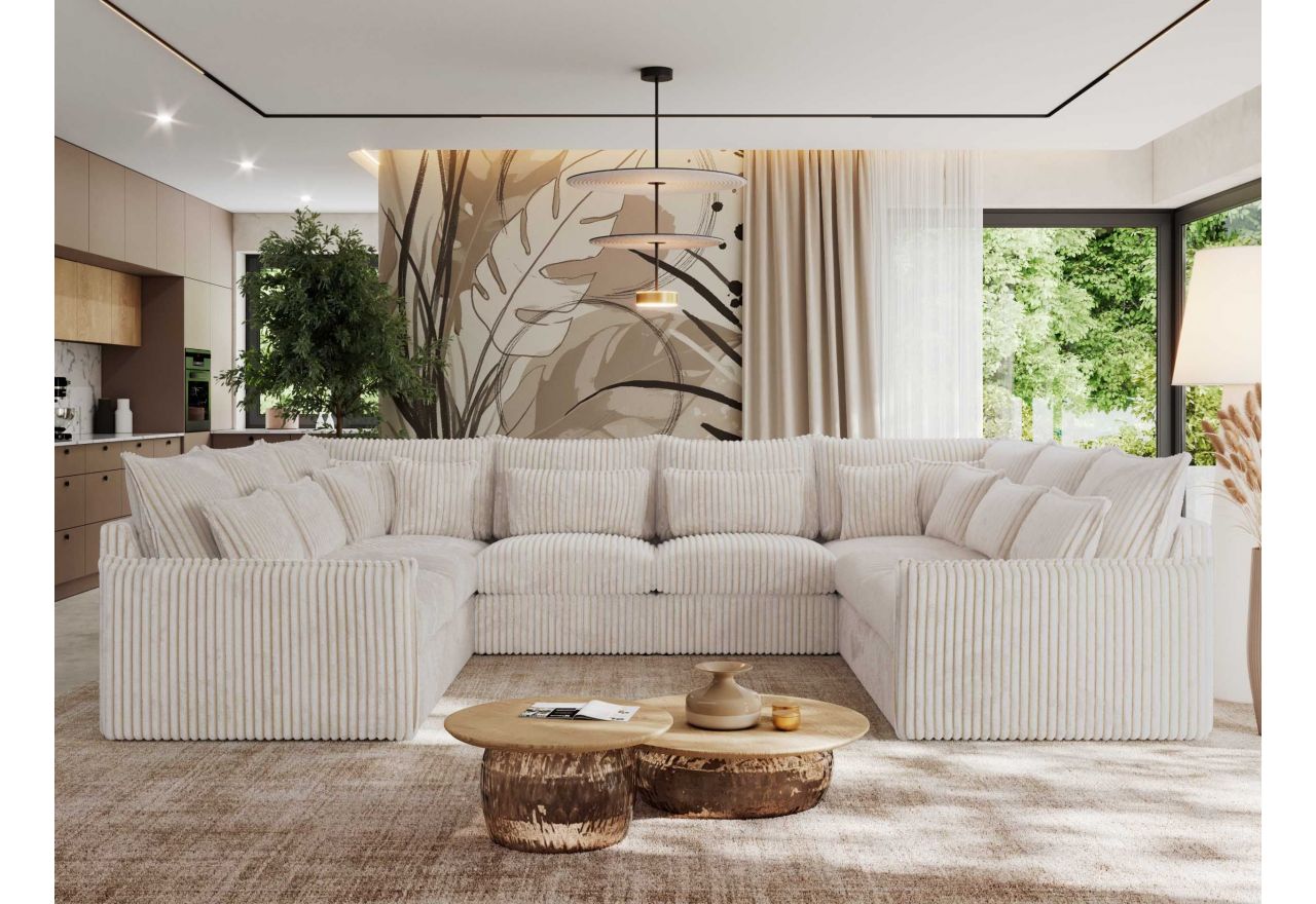 Narożnik - VERSO U 8M - uniwersalny - beżowy, sztruks