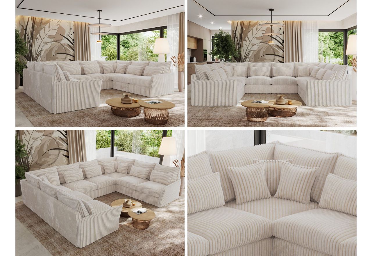 Narożnik - VERSO U 8M - uniwersalny - beżowy, sztruks