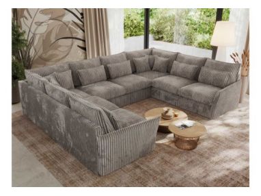 Narożnik - VERSO U 8M - uniwersalny - jasnobrązowy, sztruks