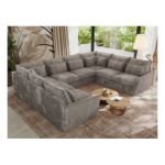 Narożnik - VERSO U 8M - uniwersalny - jasnobrązowy, sztruks