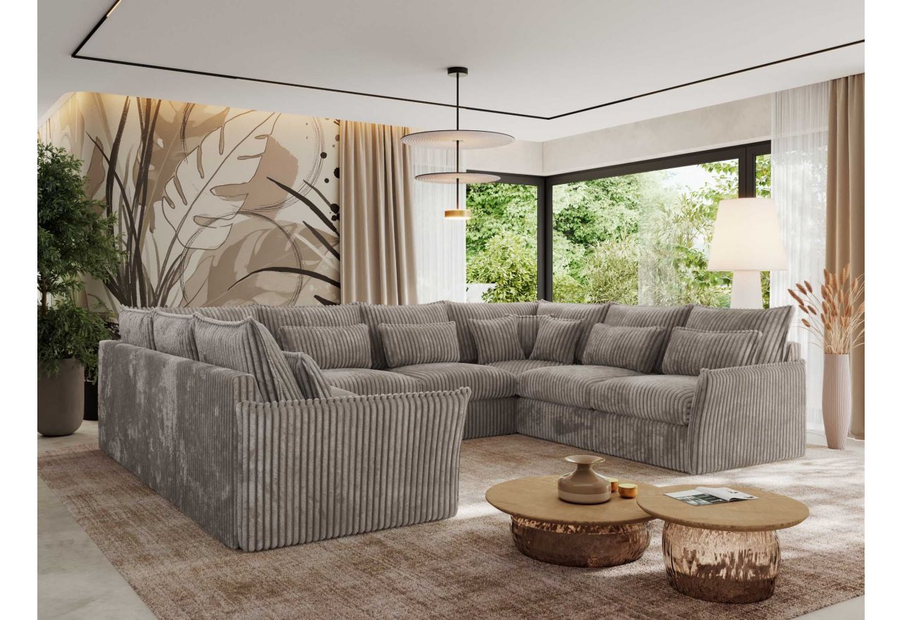 Narożnik - VERSO U 8M - uniwersalny - jasnobrązowy, sztruks