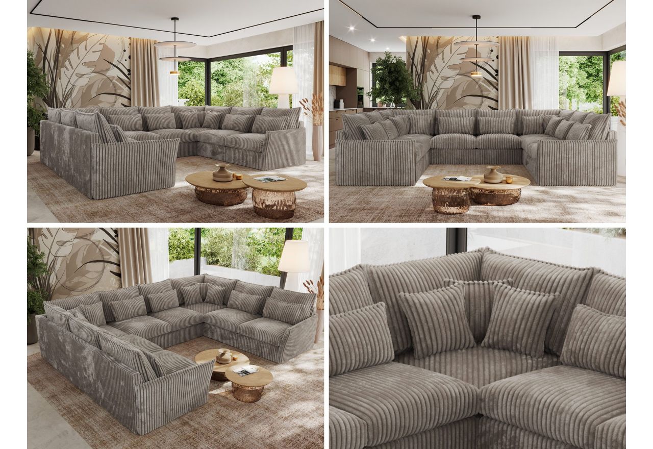 Narożnik - VERSO U 8M - uniwersalny - jasnobrązowy, sztruks