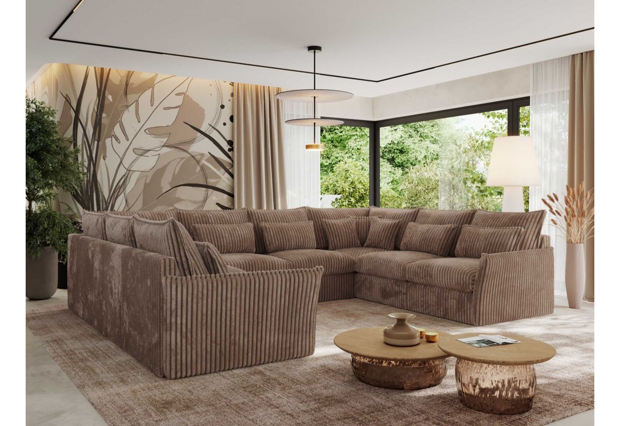 Narożnik - VERSO U 8M - uniwersalny - brązowy, sztruks