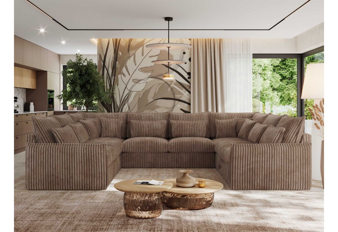 Narożnik - VERSO U 8M - uniwersalny - brązowy, sztruks