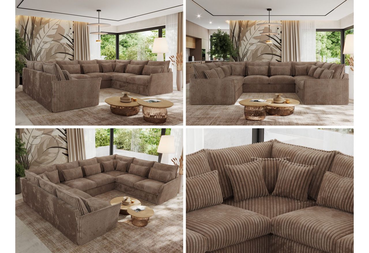 Narożnik - VERSO U 8M - uniwersalny - brązowy, sztruks