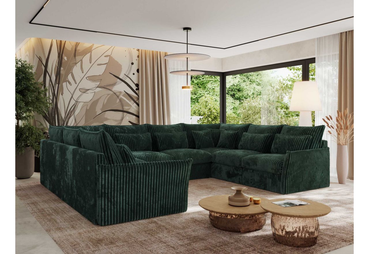 Narożnik - VERSO U 8M - uniwersalny - ciemnozielony, sztruks