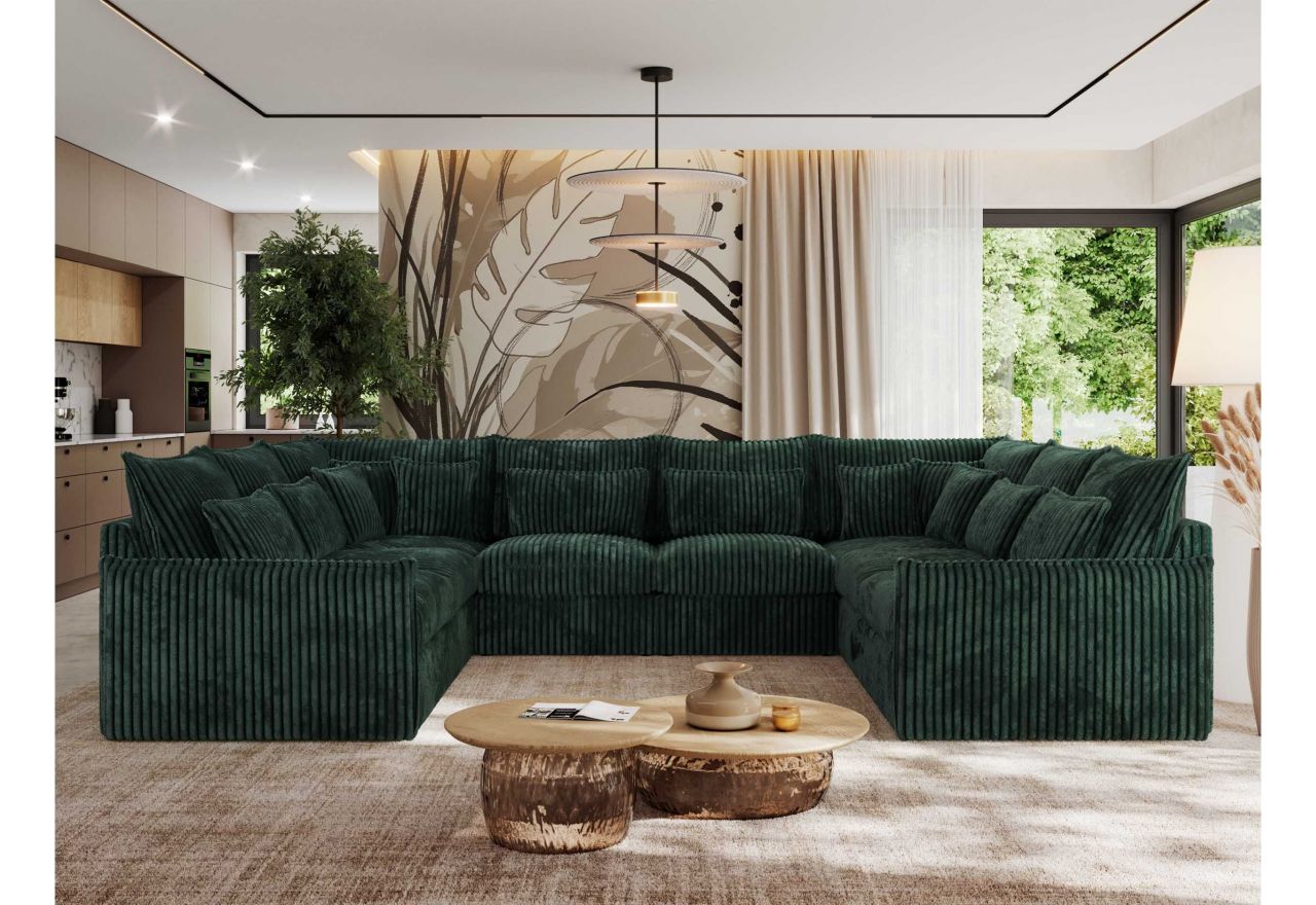 Narożnik - VERSO U 8M - uniwersalny - ciemnozielony, sztruks