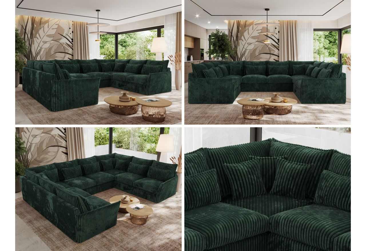 Narożnik - VERSO U 8M - uniwersalny - ciemnozielony, sztruks