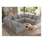 Narożnik - VERSO U 8M - uniwersalny - jasnoszary, sztruks