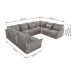 Narożnik - VERSO U 8M - uniwersalny - jasnoszary, sztruks