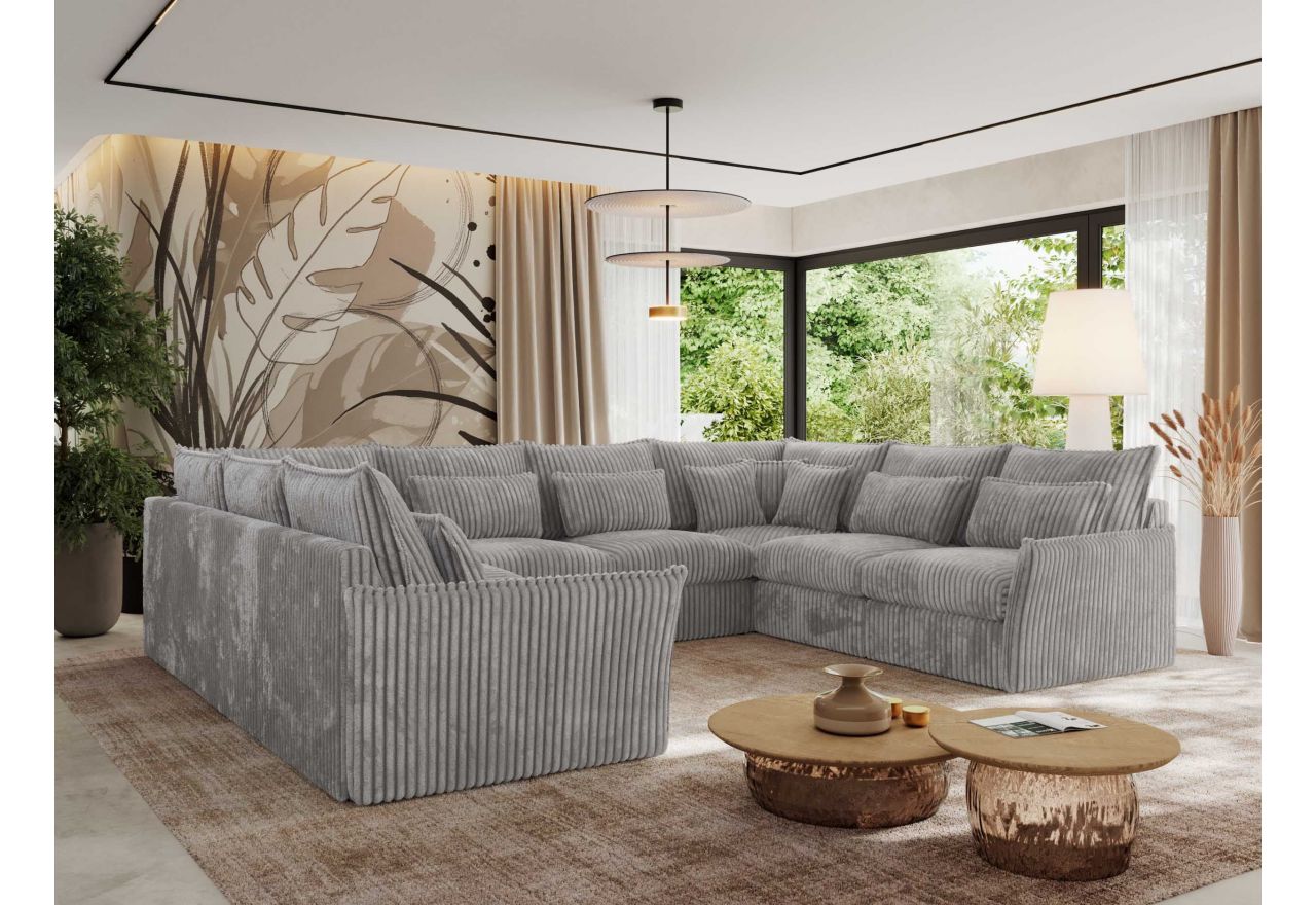 Narożnik - VERSO U 8M - uniwersalny - jasnoszary, sztruks